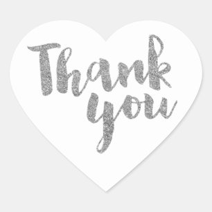 DANK U HART SEAL modern script zilveren glitter Sticker