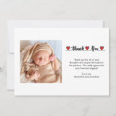 Dank u harten Naam Geboorte Aankondiging Kaart (Voorkant)