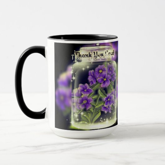 Dank u Heer Paarse Pansies Mok (Links)