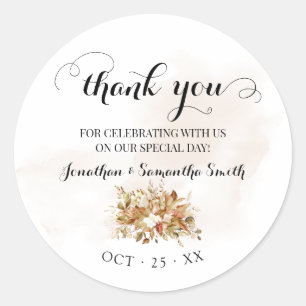 Dank u Herfst Eucalyptus Autumn Wedding Ronde Sticker