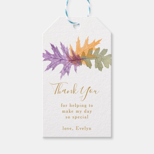 Dank u Herfst Foliage Elegant Gold Script Cadeaulabel (Voorkant)