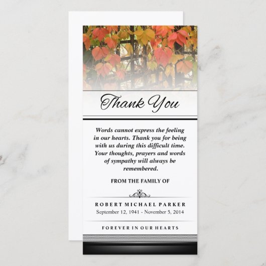 Dank u herfst laat Woorden niet uitdrukken Bedankkaart (Voorkant / Achterkant)