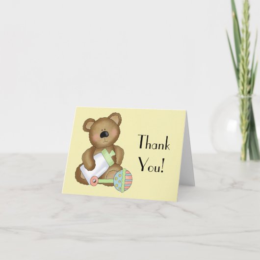Dank u! - Het baby draagt met Zuigfles+Rammelaar Bedankkaart (Voorkant)
