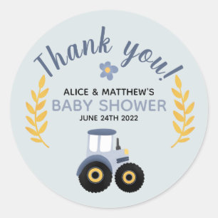 Dank u het Baby shower van de Traceur van het Blau Ronde Sticker