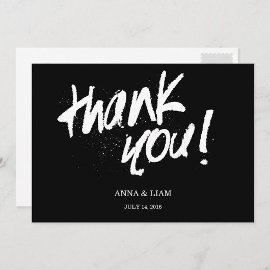 Dank u het briefkaart van de het borstelmanuscript (Voorkant / Achterkant)