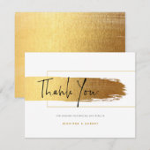 Dank u het manuscript typografie goudborstelslag bedankkaart (Voorkant / Achterkant)