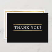 DANK U HET moderne, eenvoudige zwarte witte goudpl Bedankkaart (Voorkant / Achterkant)