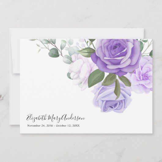 Dank u het Paarse Bloemenmonument Bedankkaart (Achterkant)