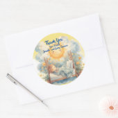 Dank U HIER KOMT HET SON Baby shower Ronde Sticker (Envelop)