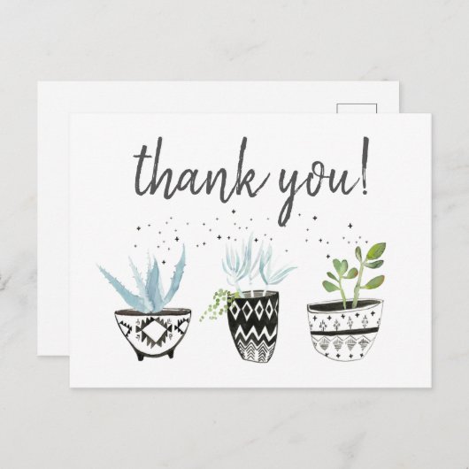 Dank u hipster cactusdruk briefkaart (Voorkant / Achterkant)