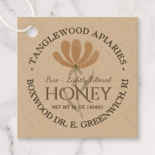 Dank u, Honey Jar Labels Flower and Bees Kraft