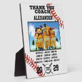 Dank u honkbalcoach, aangepaste foto & namen fotoplaat (Zijkant)