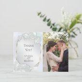 DANK U | Icy Blue Shimmer PHOTO Lijst Bedankkaart (Staand voorkant)