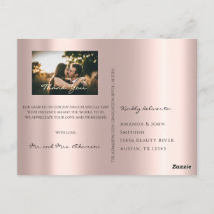 Dank u in Liefde Trouwfoto Goud Grijs Roos Briefkaart