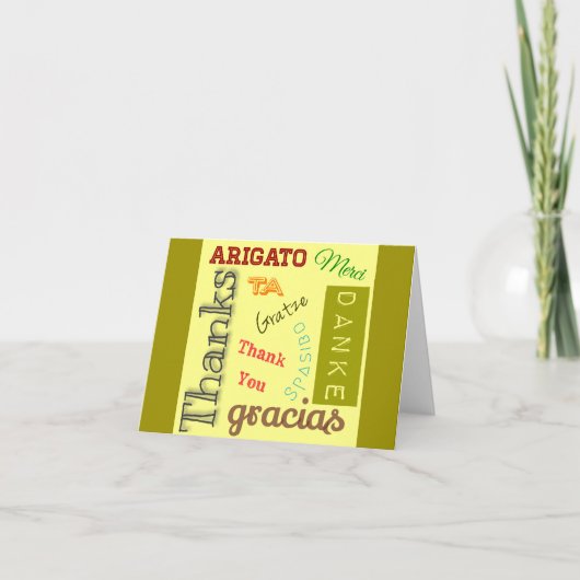 Dank u in Vele Talen het Ontwerp van de Typografie Bedankkaart (Voorkant)