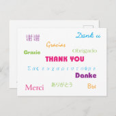 Dank u in vele talen roze blauw Paarse groen Briefkaart (Voorkant / Achterkant)