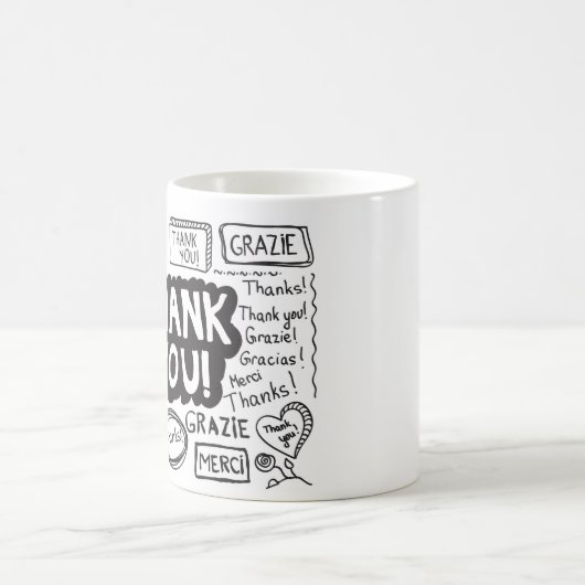 Dank u in verschillende talen koffiemok (Center)