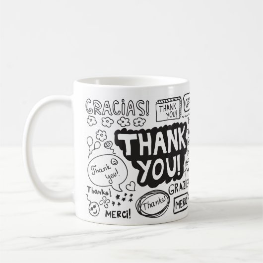 Dank u in verschillende talen koffiemok (Links)