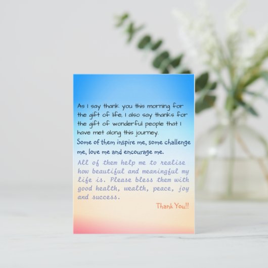 Dank u Inspirerend levenscitaat Briefkaart (Staand voorkant)