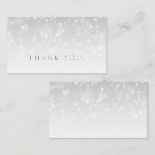 Dank u invoegen Zilveren Bokeh Sparkle Lights Informatiekaartje (Voorkant / Achterkant)