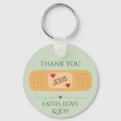Dank u Jezus genezende heer groene Button Sleutelhanger (Voorkant)
