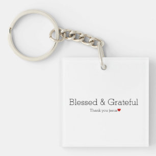 Dank u Jezus Gezegend en dankbaar Faith Heart Sleutelhanger