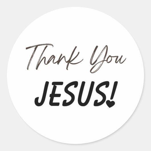 Dank U Jezus uitroep Hart Christelijk Ronde Sticker (Voorkant)