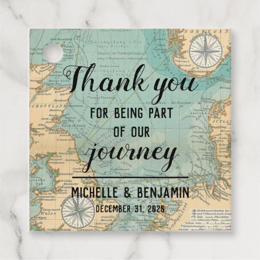 Dank u Journey Square Wedding Favor Label (Voorkant)