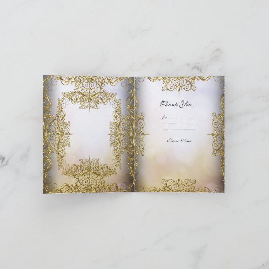 Dank u kaarden Elegant Beige Witgoud Bedankkaart (Binnen)