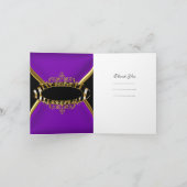 Dank u kaarden Elegant Paars Gestreept Zwart Goud Bedankkaart (Binnen)