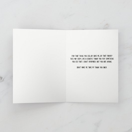 Dank u kaarden - Sarcastically Bedankkaart (Binnen)