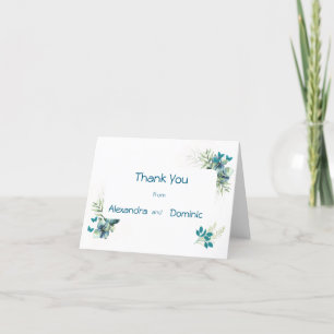Dank u kaart - blauw groen Bloemenvlinder