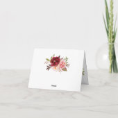 Dank u kaart boho marsala bloemenbruiloft gevouwen (Achterkant)