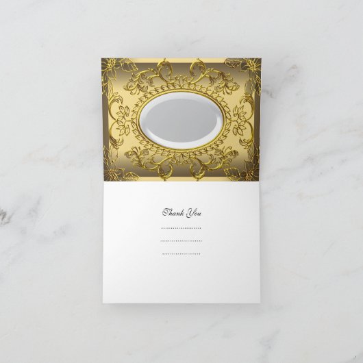 Dank u kaart Elegant Elite Gold Damask (Binnen)