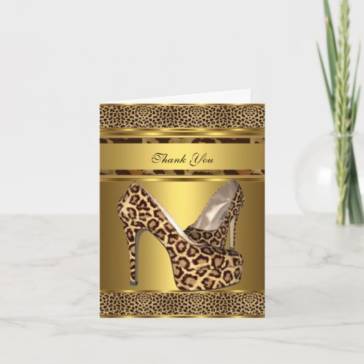Dank u kaart Hi Heel Schoenen Leopard Gold 2 (Voorkant)