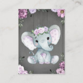Dank u kaart meisje olifant douche Paarse rustiek (Achterkant)