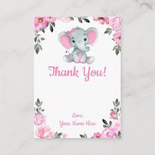 Dank u kaart meisje olifant douche roze rustiek