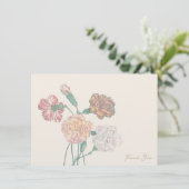 Dank u kaart opmerking tan beige anjer bloem (Staand voorkant)