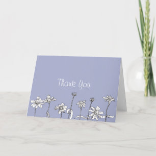 Dank u kaart Periwinkle Daisy bloem tekening