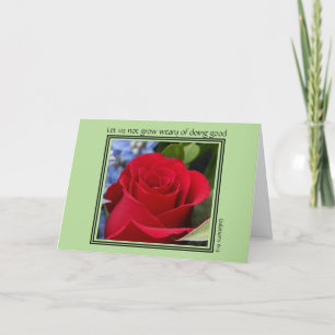Dank u Kaart, Red Rose, w / Galaten 6:9 Verse Feestdagen Kaart