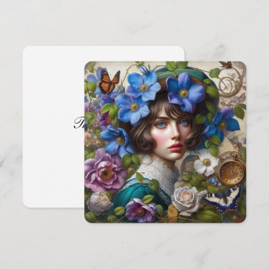 Dank u kaart Victoriaans Bloemenstoom Punk (Voorkant / Achterkant)