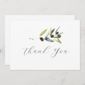 Dank u kaart Waterverf Olive Branch (Voorkant / Achterkant)