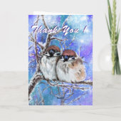 Dank u kaart Winter Bird paar (Achterkant)
