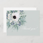 Dank u kaart witte anemone salie groen (Voorkant / Achterkant)