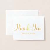 Dank u kaarten bruiloft koppels naam script hart (Voorkant met envelop)