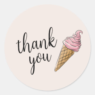Dank u kaarten - Ice Cream Party Ronde Sticker