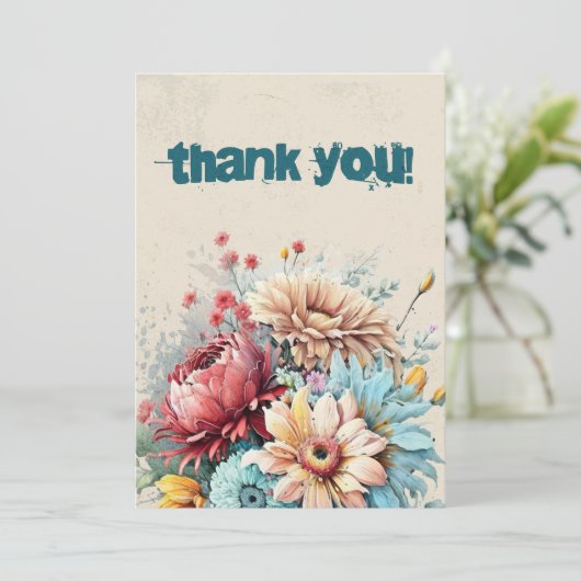 Dank u kaarten met Bloemen, 5x7 duim, verticaal (Staand voorkant)