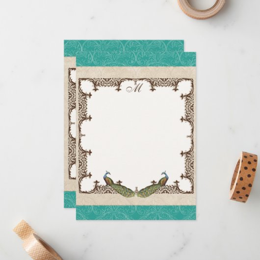 Dank u Kaarten -  Peacock & Etchings Notitiekaartje (Voorkant / Achterkant in situ)