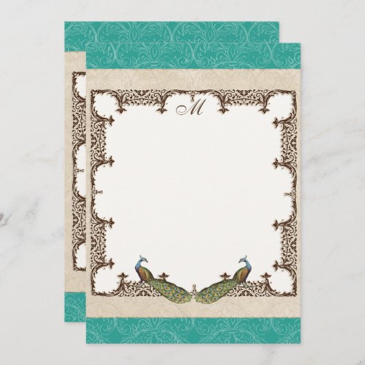 Dank u Kaarten -  Peacock & Etchings Notitiekaartje (Voorkant / Achterkant)