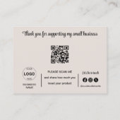 Dank u kaarten QR Code Logo minimalistische zaken Visitekaartje (Achterkant)